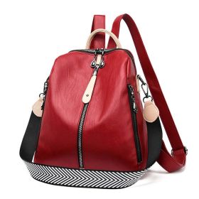 High Quality Backpack Women Soft Leather Backpack Female WhiteTravel Back Pack School Backpacks for Girls Sac A Dos Hot (Color: Red, size: 14 inches)